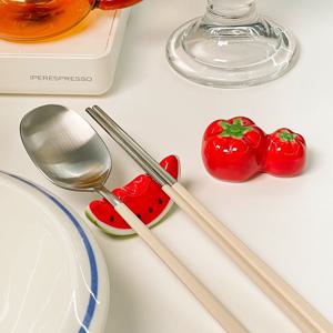 수박 토마토 도자기 수저받침 숟가락 젓가락 세라믹 받침대