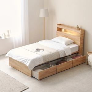 심플비 피크 LED수납헤드 슈퍼싱글 침대세트(본넬매트리스)