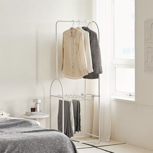 반우드 바지걸이 행거 공간 분리  조립식 철제 수납 옷걸이 행거 화이트