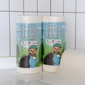 하얀마음 세제없이 빨아쓰는 생분해 롤행주 1롤40매