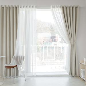 슈가파우더 형상기억 암막+무지 속지 커튼 4장 4size 2color