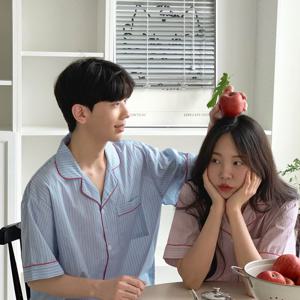 A.made 코코조이 스트라이프 반팔 커플파자마 남녀공용 잠옷세트 2color