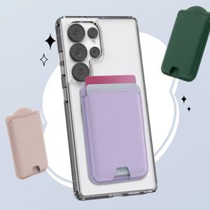 HI28 맥세이프 슬림 가죽 카드지갑 2장 수납 메탈플레이트 세트 교통카드 신분증 휴대용