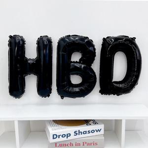 HBD 풍선 세트 블랙 생일 이벤트 생일풍선 가랜드 16인치