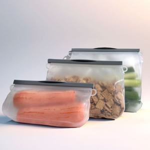 실리콘 지퍼백 스탠딩 슬라이딩 지퍼백 제로웨이스트 밀펴용기 500ml+1000ml+1500