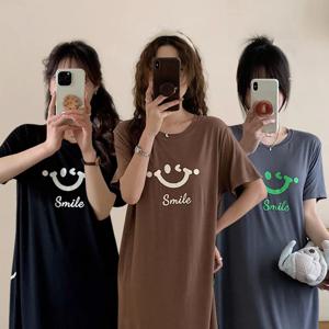 스마일 캡내장 브라캡 노브라 원피스 여름 반팔 임산부 빅사이즈 잠옷 홈웨어 파자마