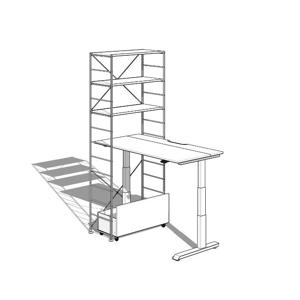 거실수납장 와이어수납 6단 W800 + 모션데스크 1670 사무용 서재 책장 거실서재화