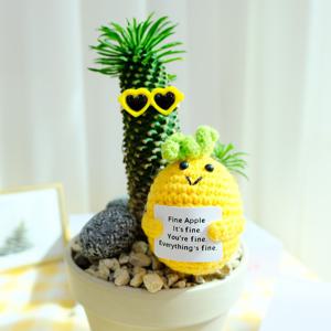 괴마옥 노란 썬글라스와 파인 긍정인형 세트 - 플랜테리어 데스크테리어 거실화분 축하화분