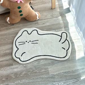 귀여운 흰 고양이 냥이 발매트 미니러그