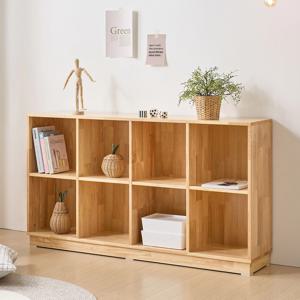 우디 다용도 수납장 원목 인테리어 가로형 책장 8칸 1color