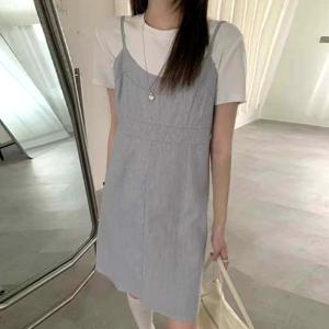 린넨 미디 민소매원피스 여름 레이어드 나시 여성 원피스