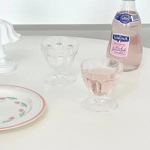 홈카페 빈티지 미니 유리 고블렛잔 와인잔 물잔 음료잔 140ml