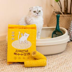 포우장 자극안녕 옥수수모래 2.8kg(7L) x 4개 부드러운 입자 친환경 고양이 모래