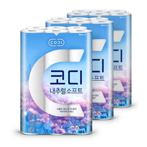 내추럴 소프트 3겹 화장지 27m 30롤 3팩