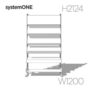 시스템ONE 북카페 경사선반단독 W1200 H2124 *L스탠드(독립형)