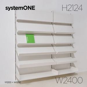 시스템ONE 북카페 경사선반세트 W2400(1200+1200)H2124*L스탠드(독립형)