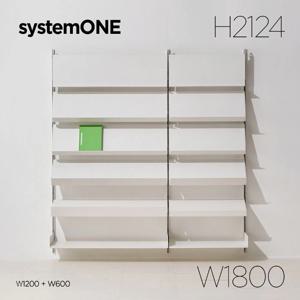 시스템ONE 북카페 경사선반세트 W1800(1200+600) H2124 *L스탠드(독립형)