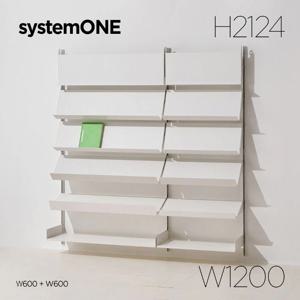시스템ONE 북카페 경사선반세트 W1200(600+600) H2124 *L스탠드(독립형)