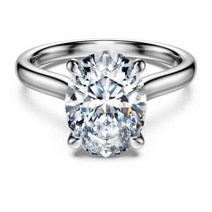 Eternity solitaire ring, Lab-grown diamonds 3 ct tw, Oval shape, 14K white gold