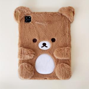TEMU 귀여운 만화 곰 인형 아이패드 보호 케이스, ipad7/8/9에 적합, 낙하 방지 아이패드 보호 케이스, 펜 슬롯이 있는 ipad10/2022용 플러피 태블릿 커버