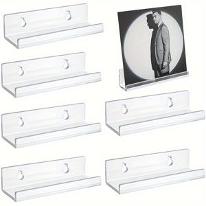 TEMU CD 랙 홀더 6pcs 벽 마운트 비닐 레코드 선반, 투명 아크릴 앨범 레코드 디스플레이 홀더