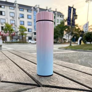 TEMU 1개 그라데이션 스테인리스 스틸 보온 보냉 물병, 비즈니스 및 여행용 304 진공 플라스크, 휴대용 무충전 열전달 컵