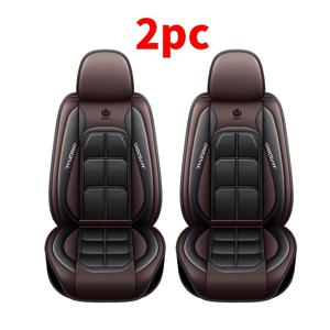 TEMU 2pcs 인조 가죽 자동차 시트 커버 - 레드 & 블랙, 세단 및 SUV용 유니버설 피트, 측면 보스팅이 있는 인간 중심 디자인, 승객 시트용 편안한 필러, 측면 보스팅이 있는 인간 중심 디자인 | 현대 자동차 시트 | 내구성 있는 자동차 시트