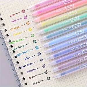 TEMU 12pcs 다색 젤 펜 세트 카와이 0.5mm 볼펜 다이어리 귀여운 학교 용품 문구, 사무용품 세트