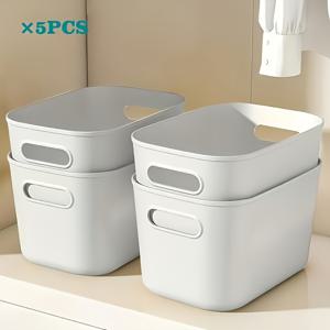 TEMU 5pcs 다기능 수납함, 내구성, 쌓을 수 있는 휴대용 용기, 공간 절약, 간식, 속옷, 장난감 등에 적합, 다른 플라스틱 소재, 주방, 욕실, 침실, 거실 및 기숙사 정리용으로 사용 가능합니다.