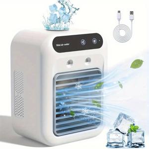 TEMU 1pc 휴대용 USB 데스크 팬, 미니 개인 쿨러, 충전식 1800mAh 리튬 배터리, 저전압, 코드, 버튼 제어, 여름, 기숙사, 사무실용|에어컨선풍기
