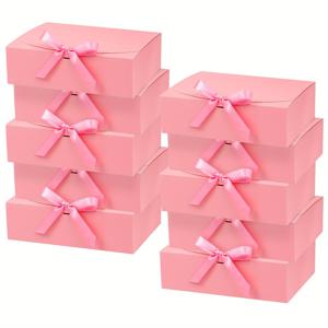TEMU 10개 핑크 리본 선물 상자 뚜껑 포함, 10.6x7.87x3.14인치 - 신부 들러리 제안, 결혼 기념일, 생일, 세례, 크리스마스 및 추수감사절에 완벽함