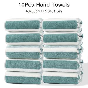TEMU 10개 손수건, 40*80cm/17.3*31.5in, 300GSM, 마이크로파이버 소재, 줄무늬 패턴, 흡수력, 빠른 건조, 부드럽고 편안함, 샤워, 호텔, 체육관 및 스파용, 다중 시나리오 사용 가능, 색상 선택 가능, 세탁용 수건|샤워타올