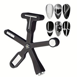 TEMU 6-in-1 고양이 눈 마그넷 UV/LED 젤 네일 아트 세트 - 고품질 네일 마그넷 플레이트, 반짝이는 검은색 & 핑크 디자인, 매니큐어 & 자석 네일 연장, 네일 아트 용품 | 예술적인 네일 디자인 | 내구성 네일 연장, 네일 아트 키트|젤네일|네일재료