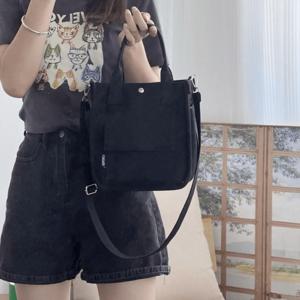 TEMU 검은색 토트 백, 포켓, 자석 잠금 장치, 탈착 가능한 어깨 끈, 가장자리 페인팅, 내구성 있는 소재|에코백