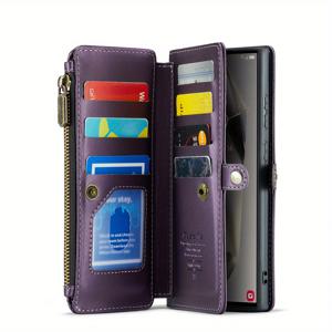 TEMU -C36 S24 울트라 S24+ 플러스 S24 5G 모바일 폰 케이스 지갑 크로스바디 RFID 차단, 7개 카드 슬롯 지퍼 지폐 슬롯, 자석 플립 커버 손목 어깨 스트랩 여성용 지갑