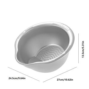 TEMU 스테인리스 스틸 주방 컬러더 및 세척 볼 – 다재다능한 체로 곡물, 과일, 채소 헹구기에 적합 - 내구성이 뛰어난 다목적 배수 싱크대 구멍이 뚫린 측면과 경사진 바닥이 있는