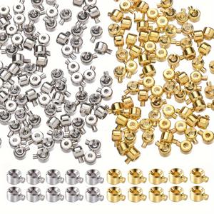 TEMU 20개 3x4mm 구리 포지셔닝 버클 클라스프와 비즈 캡, DIY 주얼리용 - 목걸이 & 팔찌 커넥터, 클로저 버클, DIY 연결 액세서리에 이상적