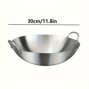 TEMU 1pc 대형 201 스테인레스 스틸 더블 핸들 월 - 녹방 방지, 비스듬한, 높은 품질의 상업 및 가정용 요리 냄비, 파란색 플레임 가스 스토브, 요리사 및 가족 식사에 완벽한, 가족 요리 냄비 | 현대 주방 용품 | 내구성 있는 요리 냄비, 대형 월