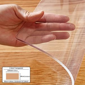 TEMU 1개 1.5mm 두께 투명 PVC 테이블보, 스크래치 및 열에 강한, 가정용/호텔 식탁 & 커피 테이블 보호 필름, 직사각형
