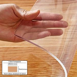 TEMU 1pc 투명 PVC 테이블 클로스 - 1.5mm 두께, 기계제작, 식탁, 커피 테이블 등에 사용되는 직사각형 테이블 보호자 - 가정 및 호텔 사용에 이상적, 호텔 테이블 커버링 | 세련된 테이블 커버 | 내구성 있는 테이블 보호자, 테이블 클로스