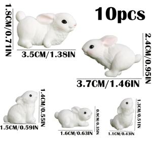 TEMU 10개 윔지 우드 미니어처 수지 토끼 조각상, 농장 동물 미니 요정 정원 풍경 장식, DIY 공예 파티 장식, 전원 필요 없음