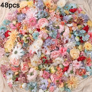 TEMU 세라 플로라 실크 인공 꽃 DIY 믹스 12/48개 세트 - 발렌타인데이, 결혼식, 홈 데코용 다양한 색상의 데이지, 카네이션 & 장미 - 배터리 필요 없음, 내구성 있는 실크 소재