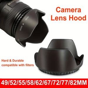 TEMU 캐논, 니콘, 소니 카메라용 튤립 플라워 렌즈 후드 세트 - 49mm/52mm/55mm/58mm/62mm/67mm/72mm/77mm/82mm 호환 - 보호 렌즈 캡 - 단단하고 내구성 있으며 필터와 호환 가능