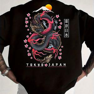TEMU 100% 폴리에스터 소재로 만든 남성용 반팔 티셔츠, 편안한 핏과 홋카이도 파도의 디자인을 특징으로 합니다. 스타일리시하고 캐주얼한 라운드넥 상의는 봄과 여름의 야외 착용에 이상적입니다.