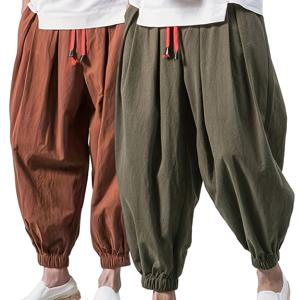 TEMU 남성 캐주얼 폴리에스터 하렘 트랙 팬츠 - 일반 핏 단색 비스트레치 짜임 랜턴 조거 팬츠 (2개 세트)|냉장고바지