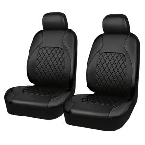 TEMU 2pcs 럭셔리 그리드 인조 가죽 자동차 시트 커버, 유니버설 핏 스폰지 충전 프론트 시트 보호 SUV, 트럭 및 세단용 - 손세척/드라이클리닝 안전