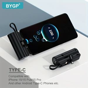 TEMU BYGP 5000mAh 미니 휴대용 충전기, USB Type-C, iPhone 14/13/12 Pro Max, iPad Pro, Samsung Android, 컴팩트 여행 휴대전화 충전 백업 배터리 팩, 재충전 가능 ≤36V|보조배터리|보조배터리20000
