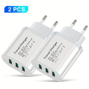 TEMU GUSEYEE 3포트 USB 벽면 충전기 - 아이폰 14/13/12/11 프로 맥스, SE, X, XS, 8 플러스 및 삼성 갤럭시 S22/S21/S20용 컴팩트 빠른 충전 전원 어댑터 - 블랙 & 화이트 옵션, 여행용 충전기
