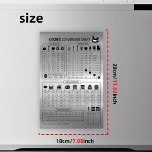 TEMU 1pc 주방 변환 차트 자석 냉장고, 베이킹 재료 측정 알림, 주방장 학습 자석 스티커, PVC 직사각형 형태