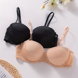 TEMU [2pcs 여성 푸시 업 브라] 여성용 섹시한 나일론 푸시 업 브라 2팩, 풀어낼 수 있는 패드가 있는 니트 밑창 란제리, 솔리드 컬러 어깨 노출 디자인, 성인용 일상 착용